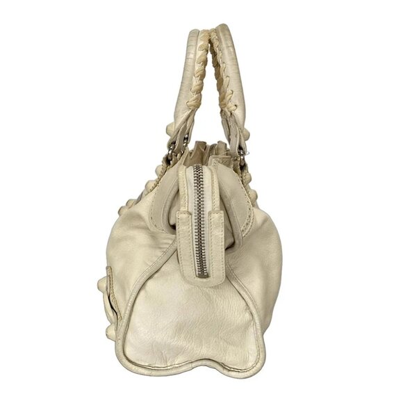 Auth BALENCIAGA The Giant Brogues City Cream Leather Handba - Picture 3 of 14